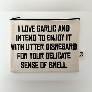 NEW Handmade I Love Garlic Canvas Pouch Bag Pamela Barsky Zipper Cosmetics USA